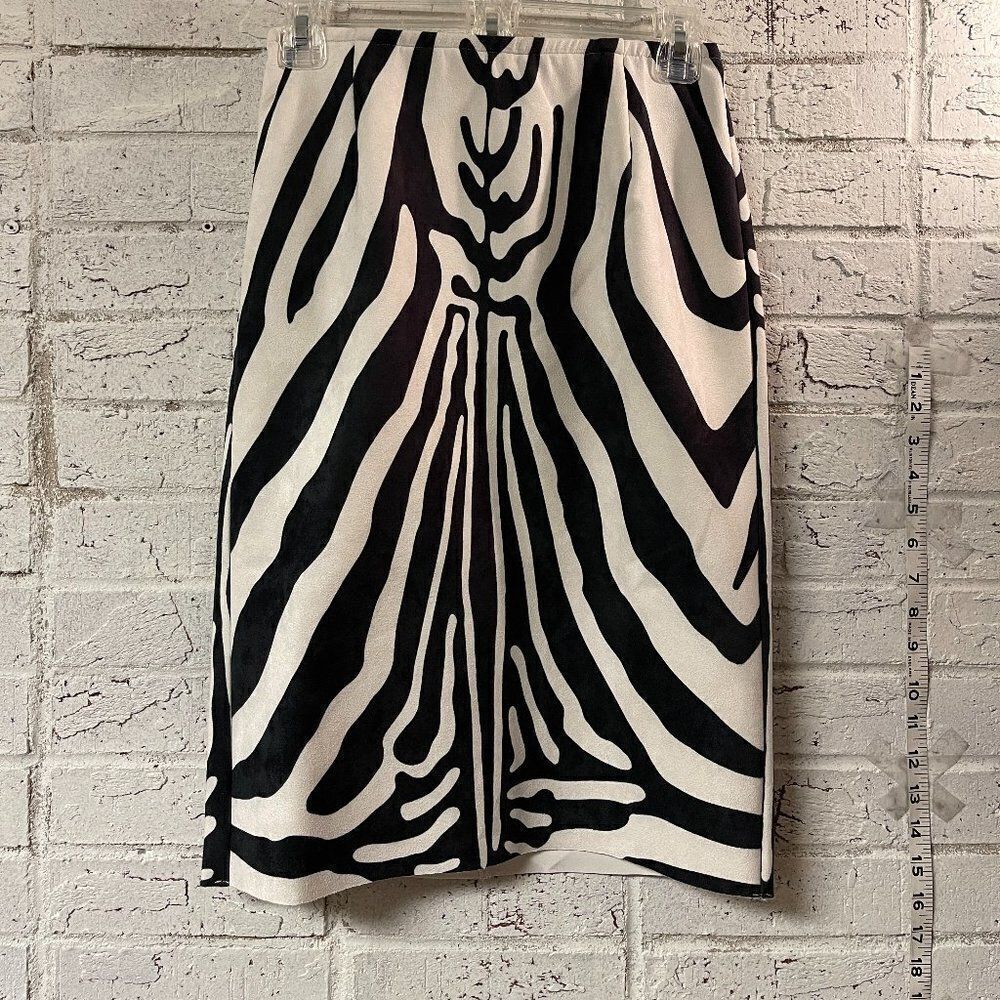 Vanessa Williams Faux Suede Pencil Zebra Print Skirt XS NWOT